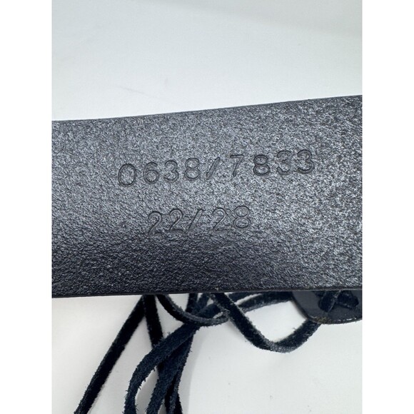 Lane Bryant Black Leather Belt Western Long Fringe Tie Metal Rings Country 22/28 - Picture 5 of 7